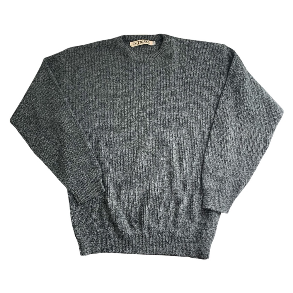 Vintage Le Tigre Sweater Mens XXL Tall Crew Neck Gray Marled Cozy Soft